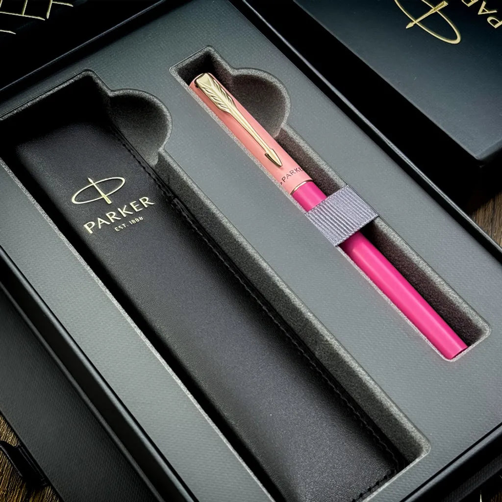 PARKER派克 威雅XL系列 夢幻粉(限定)鋼筆 真皮筆套禮盒組