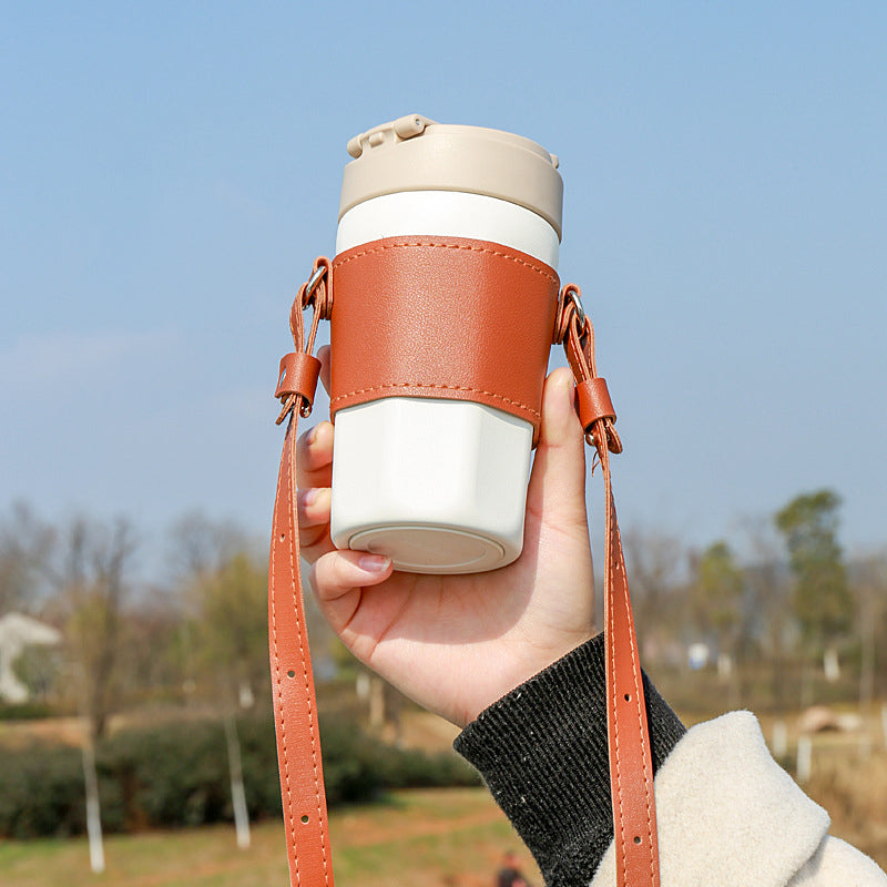 PU皮革斜背飲料杯套
