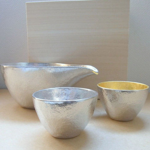 日本 能作 純錫片口盅 (S)+純錫/純錫金箔酒杯組