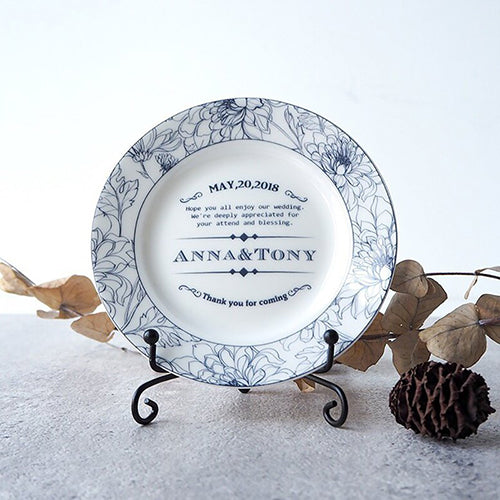 【客製化】陶緣彩瓷 典雅婚禮5吋平盤+鐵架