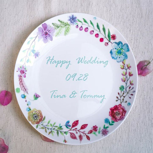 【客製化】陶緣彩瓷 小清新 結婚8吋骨瓷盤