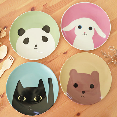 陶緣彩瓷 可愛動物 6.5吋骨瓷盤4入組 附禮盒