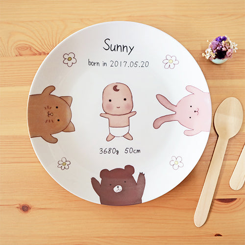 款式圖-寶寶和他的動物朋友們8吋骨瓷盤