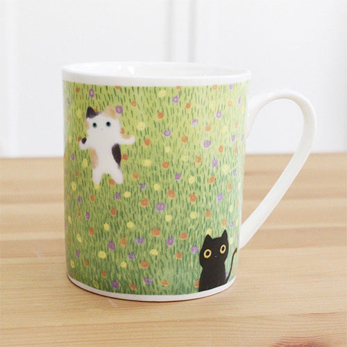 陶緣彩瓷 咪咪花園 骨瓷馬克杯 聖誕交換禮物 可客製 生日禮物 手繪貓咪 超萌 療癒 可愛 插畫 手繪 居家生活
