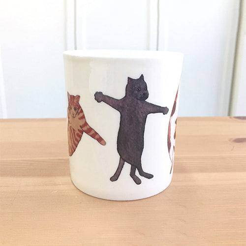 陶緣彩瓷 醉拳喵喵骨瓷馬克杯
