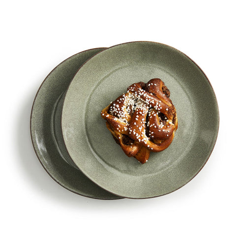 瑞典 Sagaform Nature 炻釉彩餐食盤2入-亞麻綠 22cm