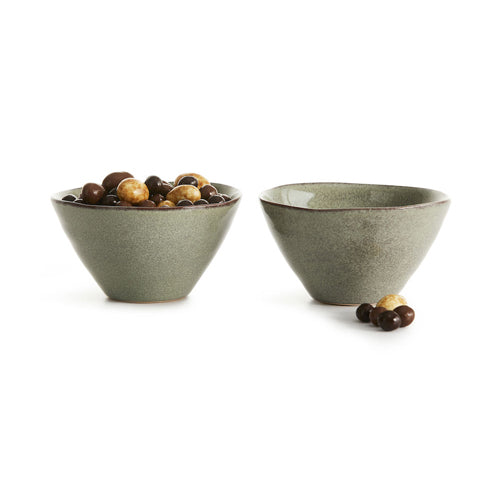 瑞典 Sagaform Nature 炻釉彩小餐碗組2入-亞麻綠 14cm