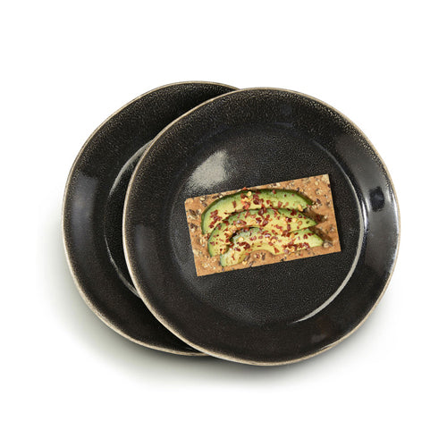 瑞典 Sagaform Nature 炻釉彩餐食盤2入-黑 22cm