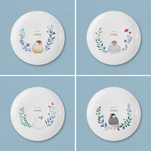 陶緣彩瓷 無客製花圈鳥骨瓷盤組(4入) 8吋骨瓷盤