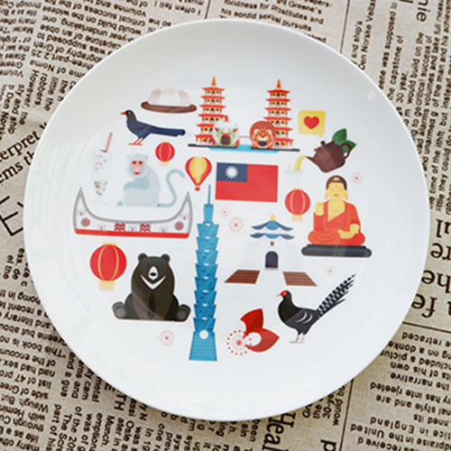 款式圖-我愛台灣8吋骨瓷盤+馬克杯組