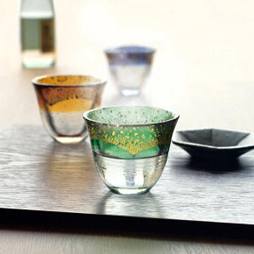 日本 Toyo-Sasaki 燒酒杯 琥珀 金箔