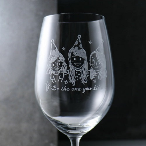 MSA【手工雕刻】350cc【歡樂派對】(袖珍版娃娃3人) 生日派對Party酒杯客製化-GA2264