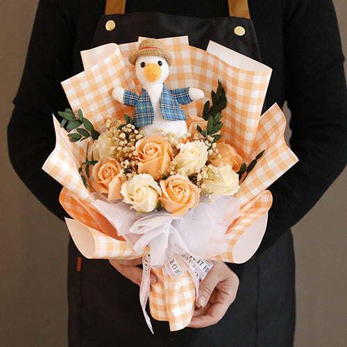 創意小物館 加油鴨仿真花束