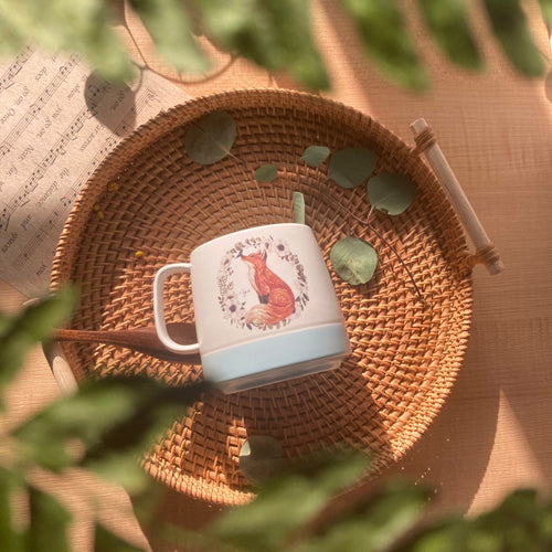 陶緣彩瓷 合作插畫藝術家-英格藍貓 The Brit Blue Kitten 森林微光磨砂杯系列 狐狸