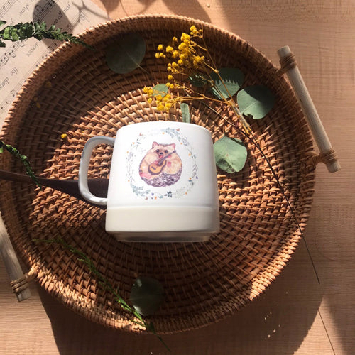 陶緣彩瓷 合作插畫藝術家-英格藍貓 The Brit Blue Kitten 森林微光磨砂杯系列 刺蝟