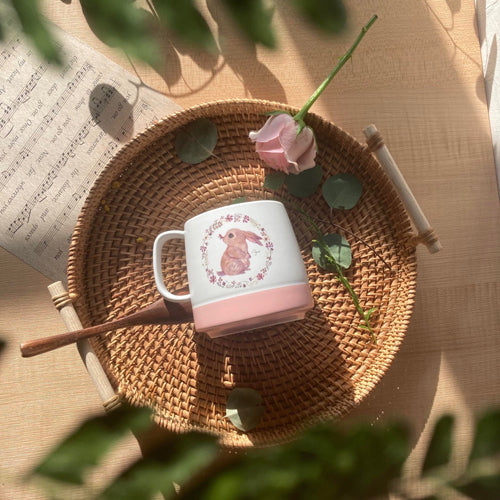 陶緣彩瓷 合作插畫藝術家-英格藍貓 The Brit Blue Kitten 森林微光磨砂杯系列 兔子