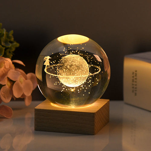 創意小物館 3D雷雕水晶球小夜燈 大號