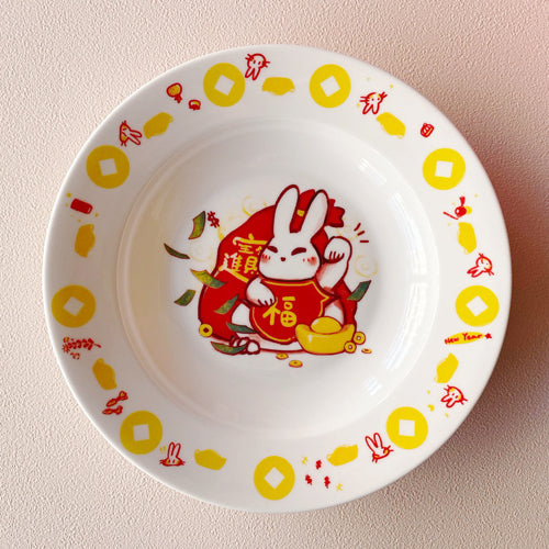 款式圖-銀兔滿堂 單入8吋湯盤