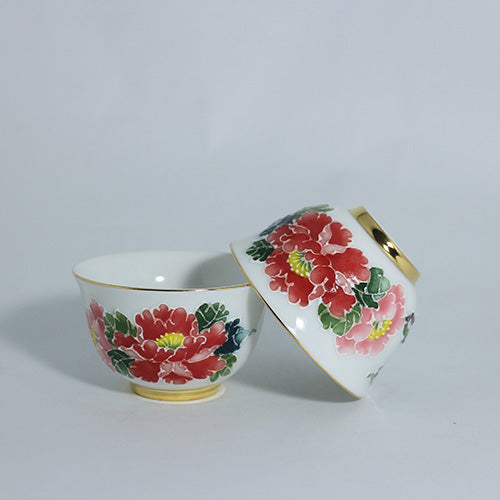 辰鼎窯 花開富貴如意杯-彩色