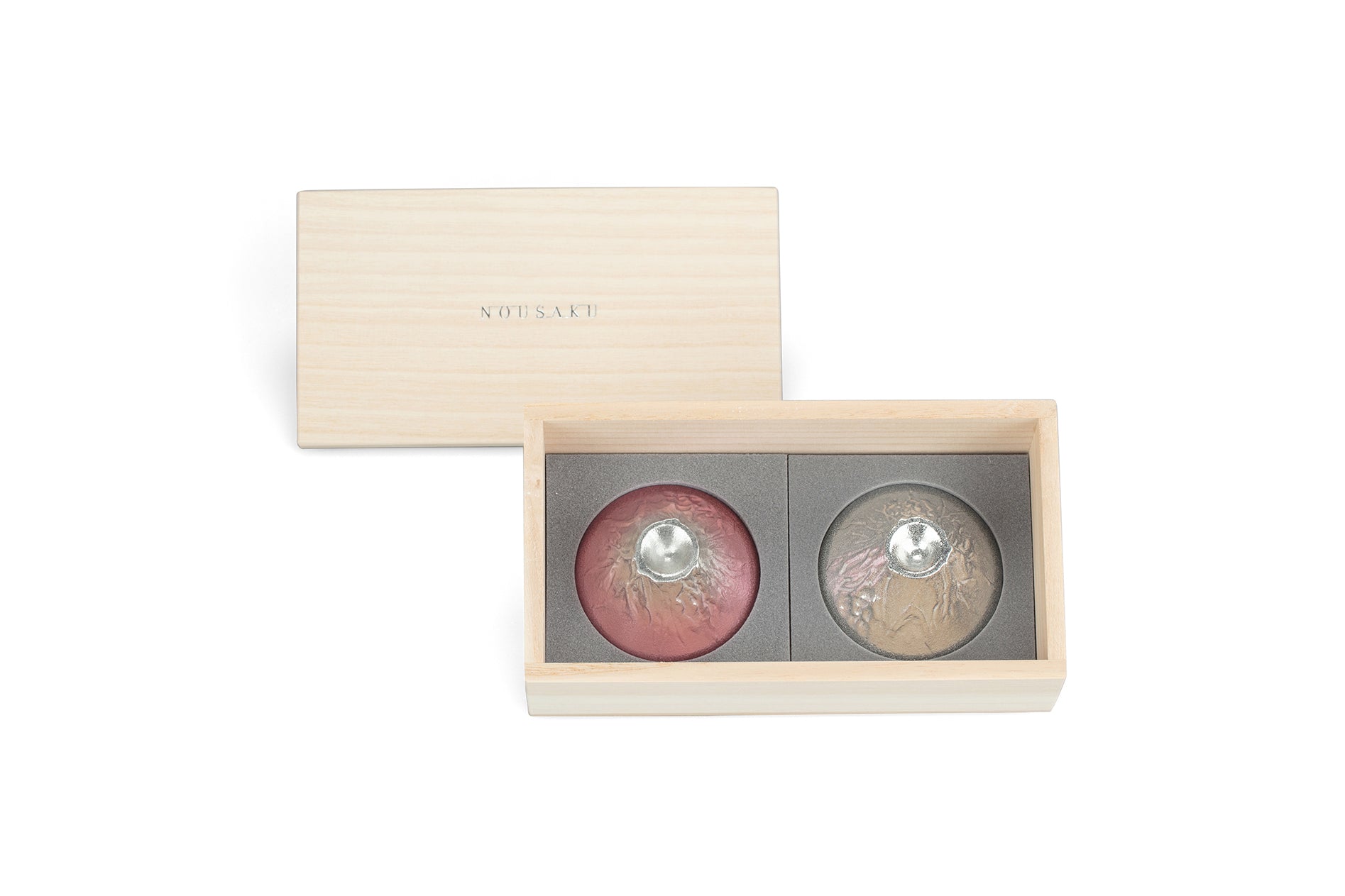 日本 能作 富士山風情杯對杯(櫻色・金箔)木盒組