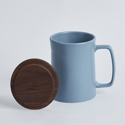 集瓷 cocera 咖啡事-Intuit直覺馬克杯(大)_1入組(藍)+木蓋