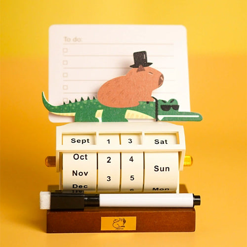 家居生活雜貨舖 卡皮巴拉旋轉萬年曆