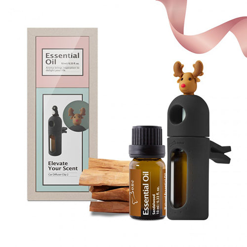 【Bone】二代車用擴香夾 精油禮盒組-麋鹿先生