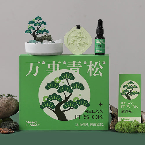 創意小物館 萬事青松香薰水晶擴香石禮盒