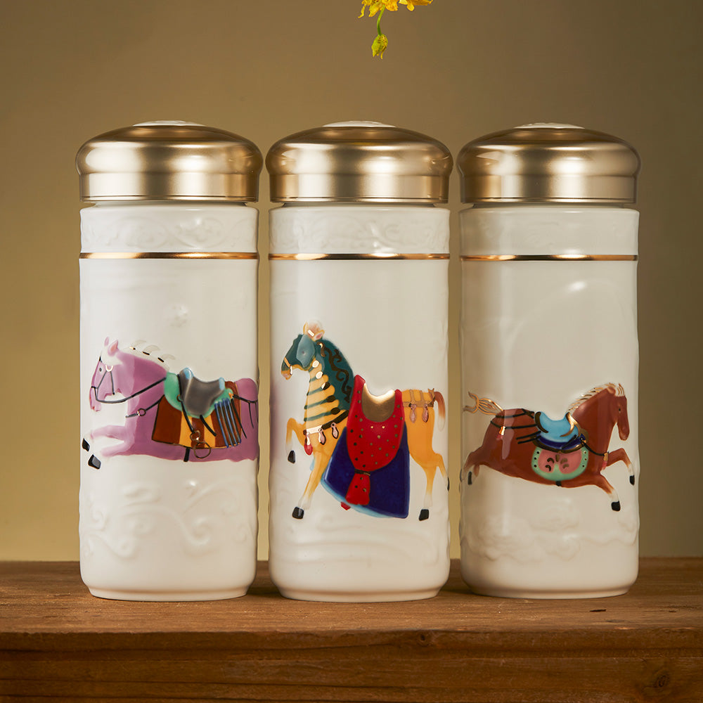 乾唐軒活瓷 | 盛世寶馬隨身杯 / 大 / 雙層 / 彩金 / 6款 330ml