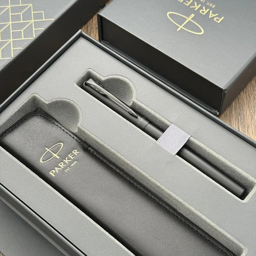PARKER派克 威雅XL系列 黑桿黑夾(限定)鋼珠筆 真皮筆套組