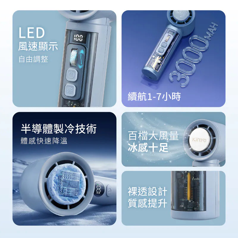 【KINYO】 裸透冰機充電風扇 (UF-3150)