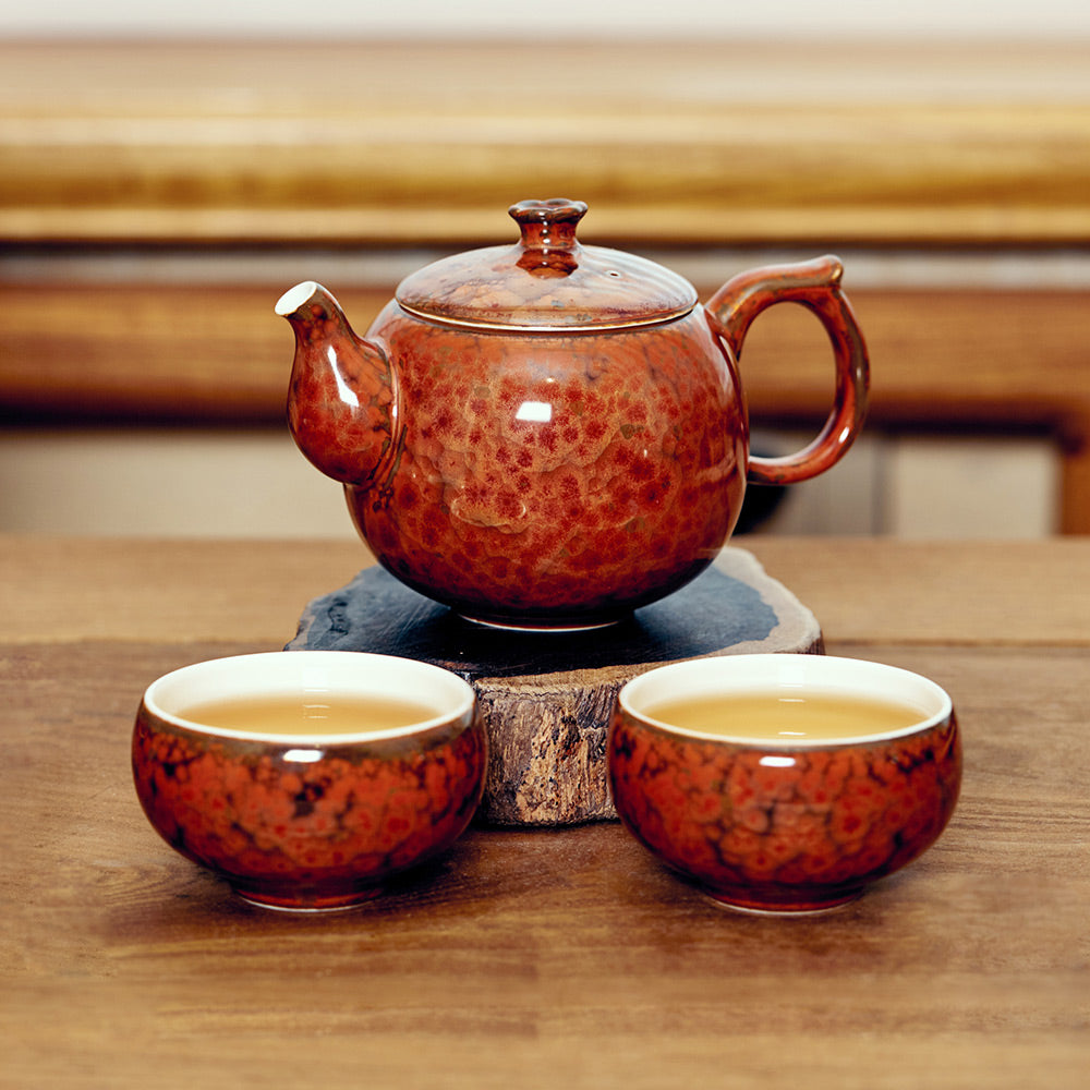 乾唐軒活瓷 多福圓滿茶具組 / 一壺+六杯+茶海 / 曜變鐵花金