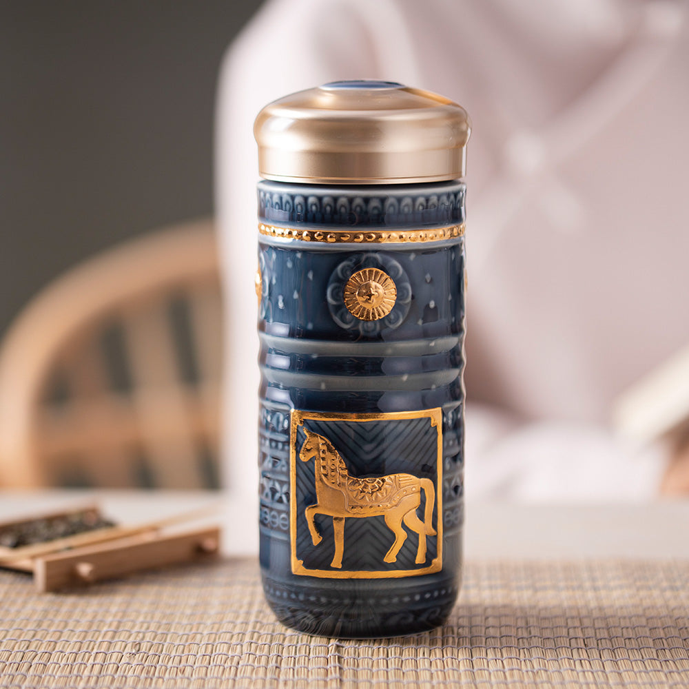 乾唐軒活瓷 皇家駿馬隨身杯 / 大 / 雙層 / 2色 350ml
