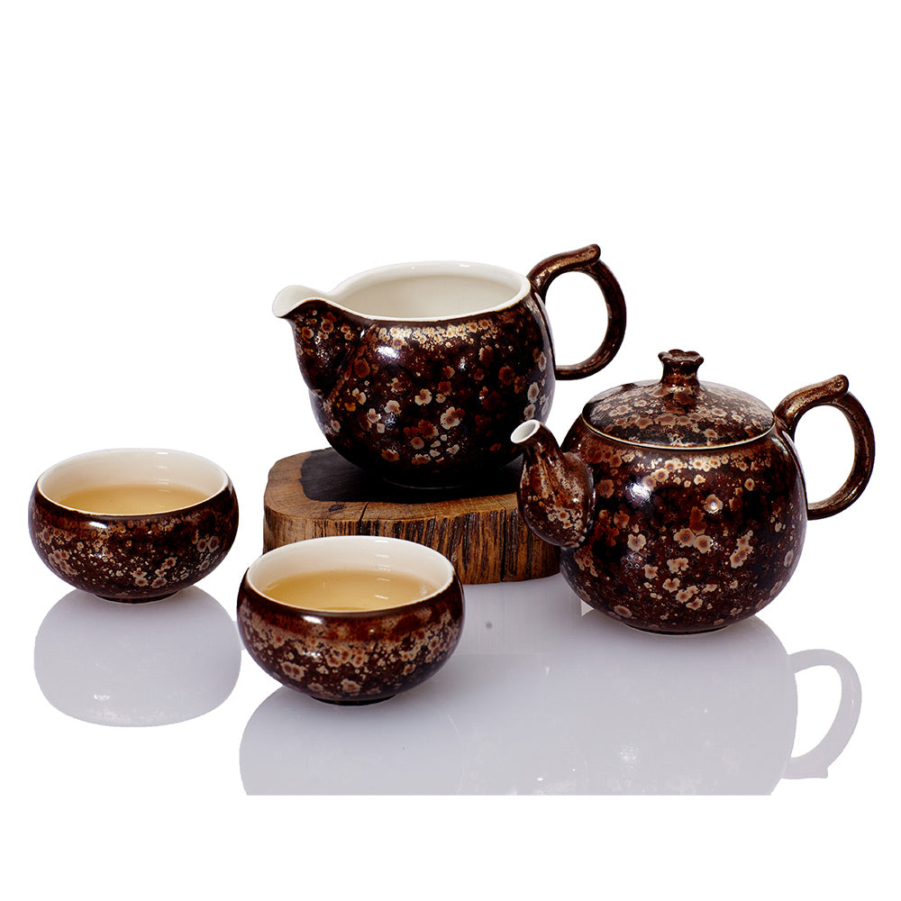 乾唐軒活瓷 多福圓滿茶具組 / 一壺+六杯+茶海 / 曜變鐵花金