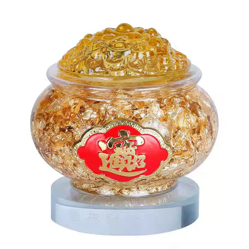 金箔聚寶盆水晶擺件