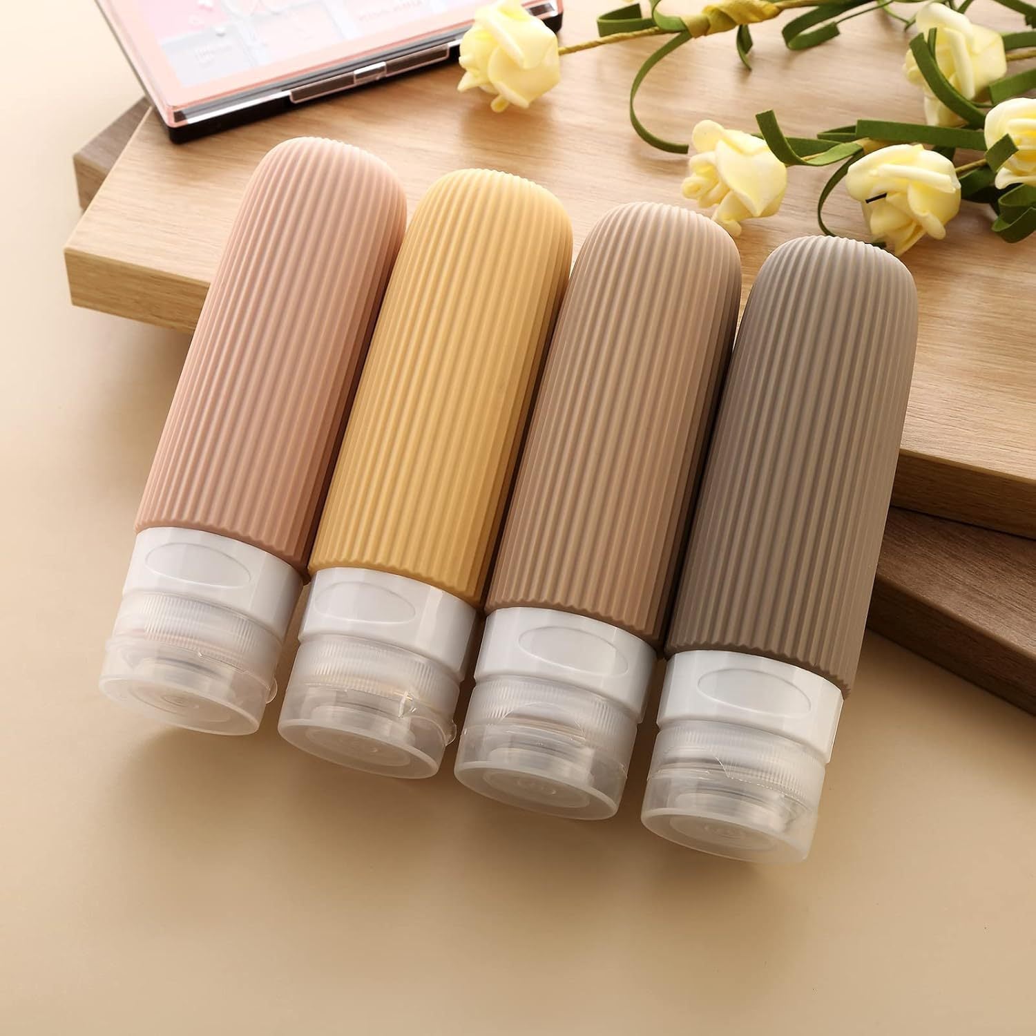 創意小物館 條紋矽膠擠壓分裝瓶四入組