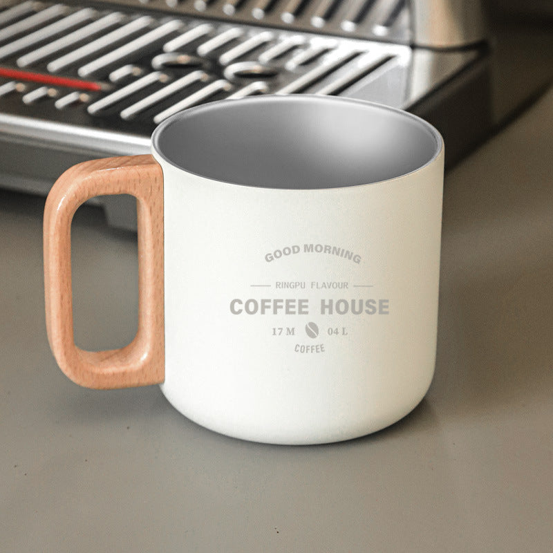 櫸木柄不鏽鋼馬克杯