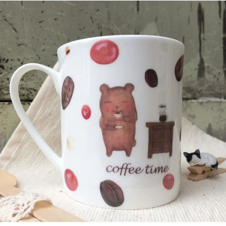 【客製化】陶緣彩瓷 骨瓷馬克杯咖啡熊 cofee time 聖誕交換禮物/下午茶
