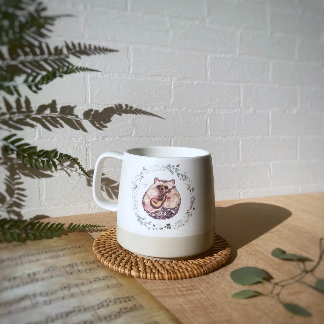 陶緣彩瓷 合作插畫藝術家-英格藍貓 The Brit Blue Kitten 森林微光磨砂杯系列 刺蝟