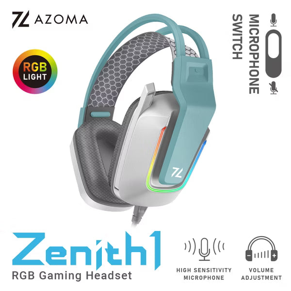 AZOMA Zenith1 RGB 電競耳機麥克風 邊界黑/幻綠白