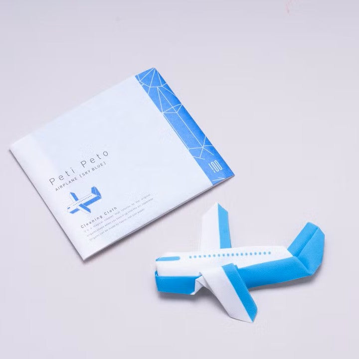 100percent Peti Peto 形狀記憶擦拭布 飛機-藍色