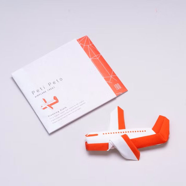 100percent Peti Peto 形狀記憶擦拭布 飛機-紅色