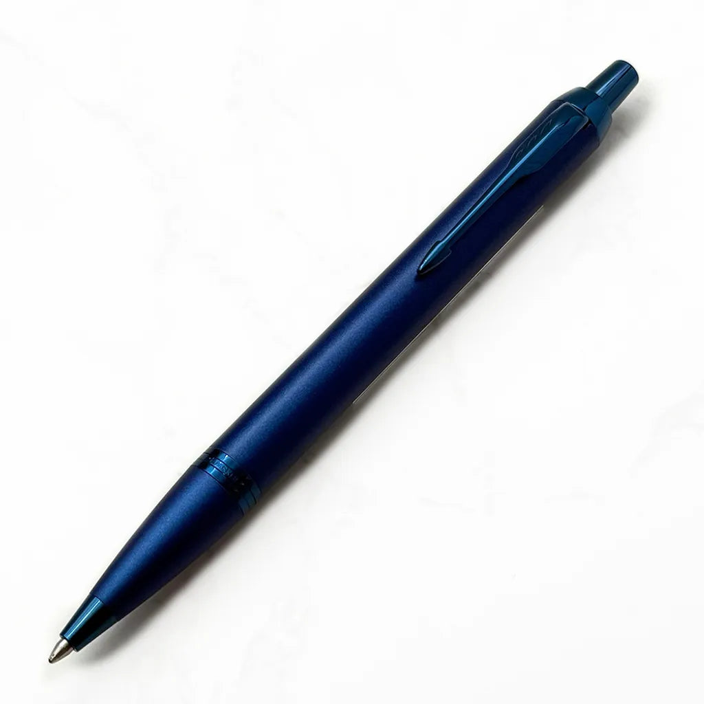 PARKER 派克 IM金屬系列電光藍原子筆 真皮筆套禮盒