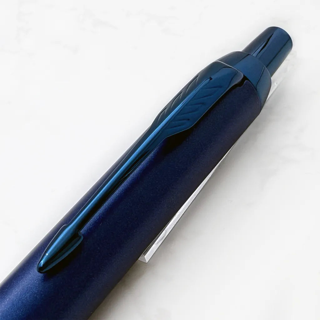 PARKER 派克 IM金屬系列電光藍原子筆 真皮筆套禮盒