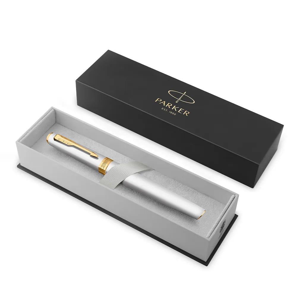 PARKER 派克 子午線Meridian系列 緞面銀金夾 鋼珠筆