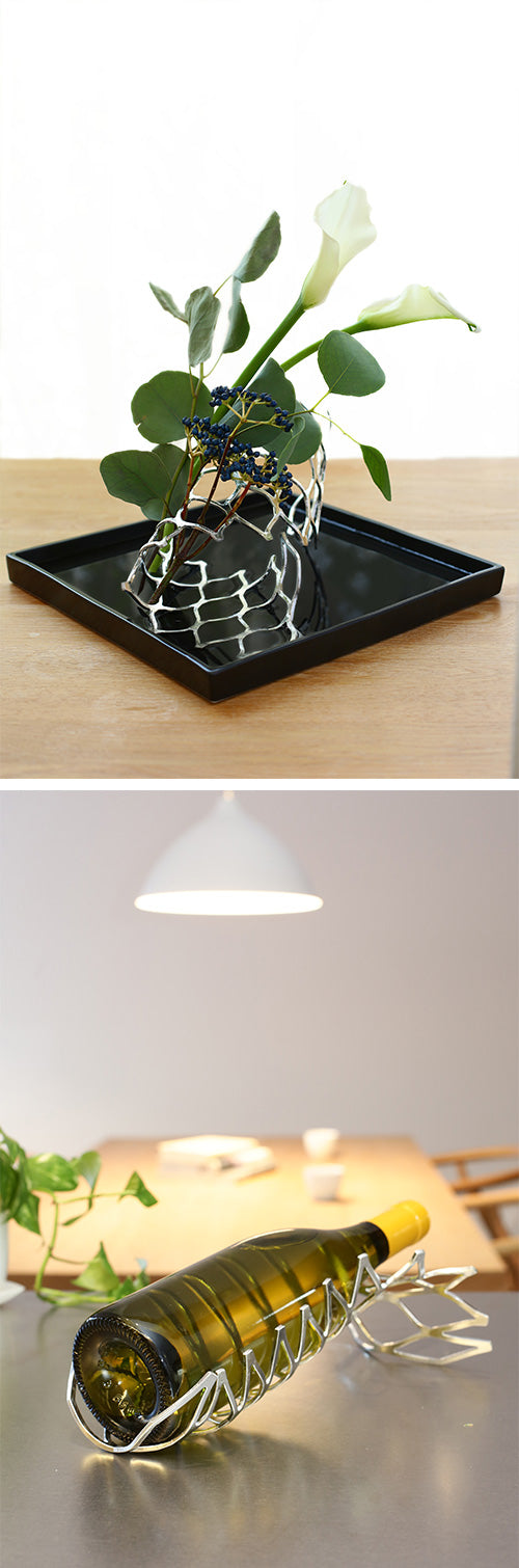 日本能作 純錫蜜巢魔術置物籃