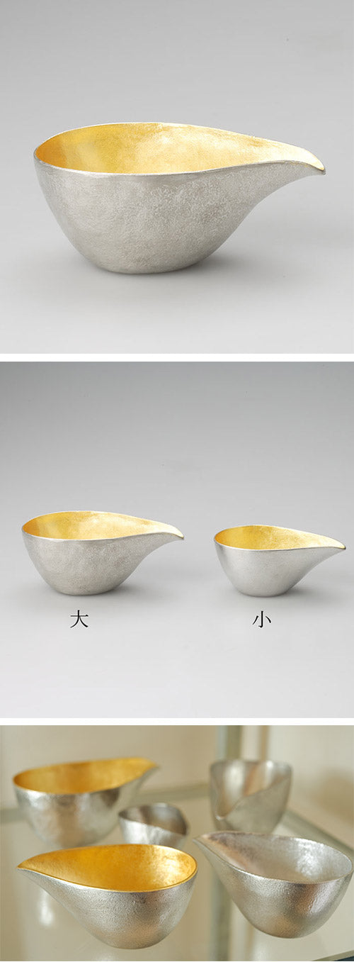 能作 純錫金箔片口盅 L