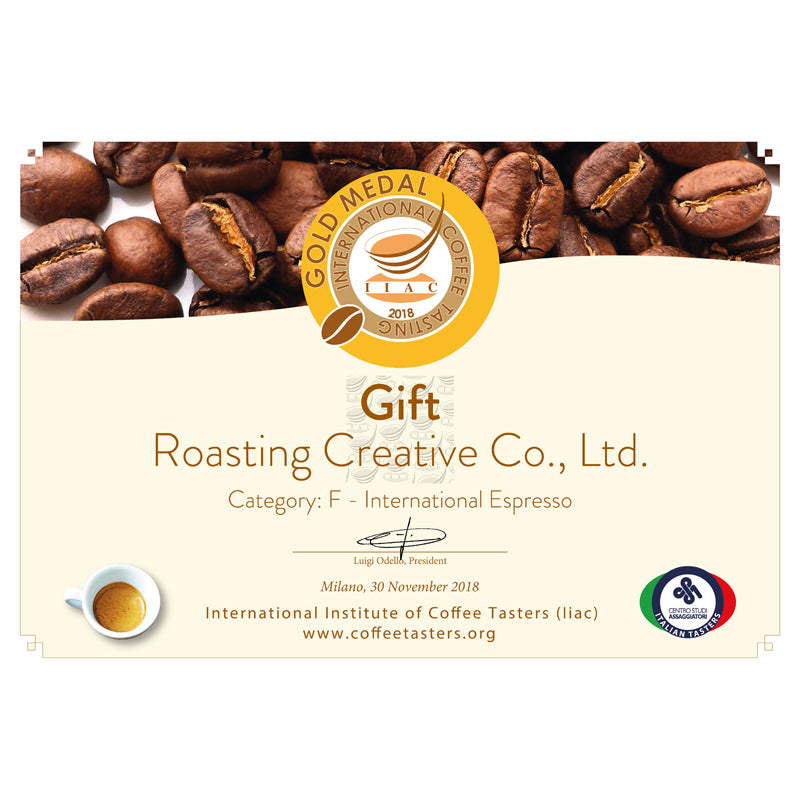 🏅 ICT 2018年金牌獎 (5公斤生豆 約可製成 4公斤熟豆）