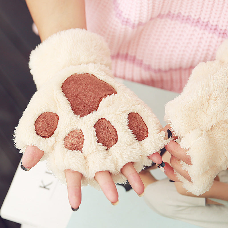女孩家居小物館 可愛萌萌貓咪肉球手套 半指