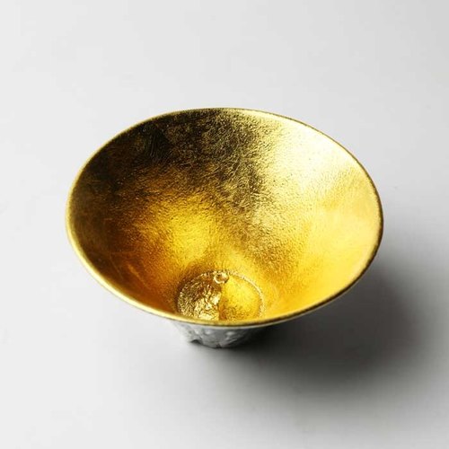 能作 富士山造型杯純錫、金箔組合